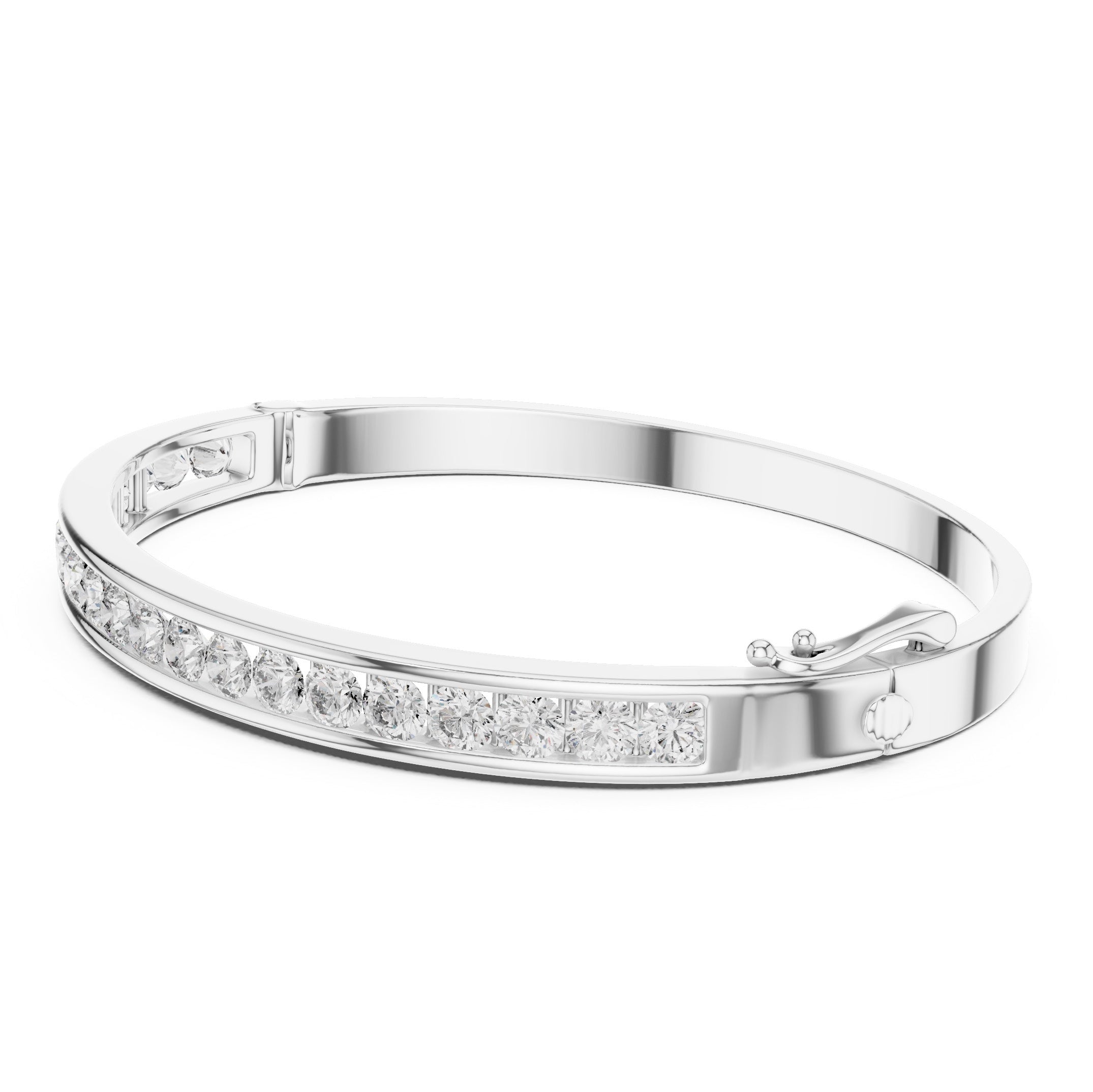 White gold bracelet with small diamonds on a white background