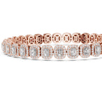 Rose gold bracelet with diamonds on a white background