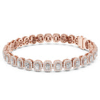 Rose gold bracelet with diamonds on a white background