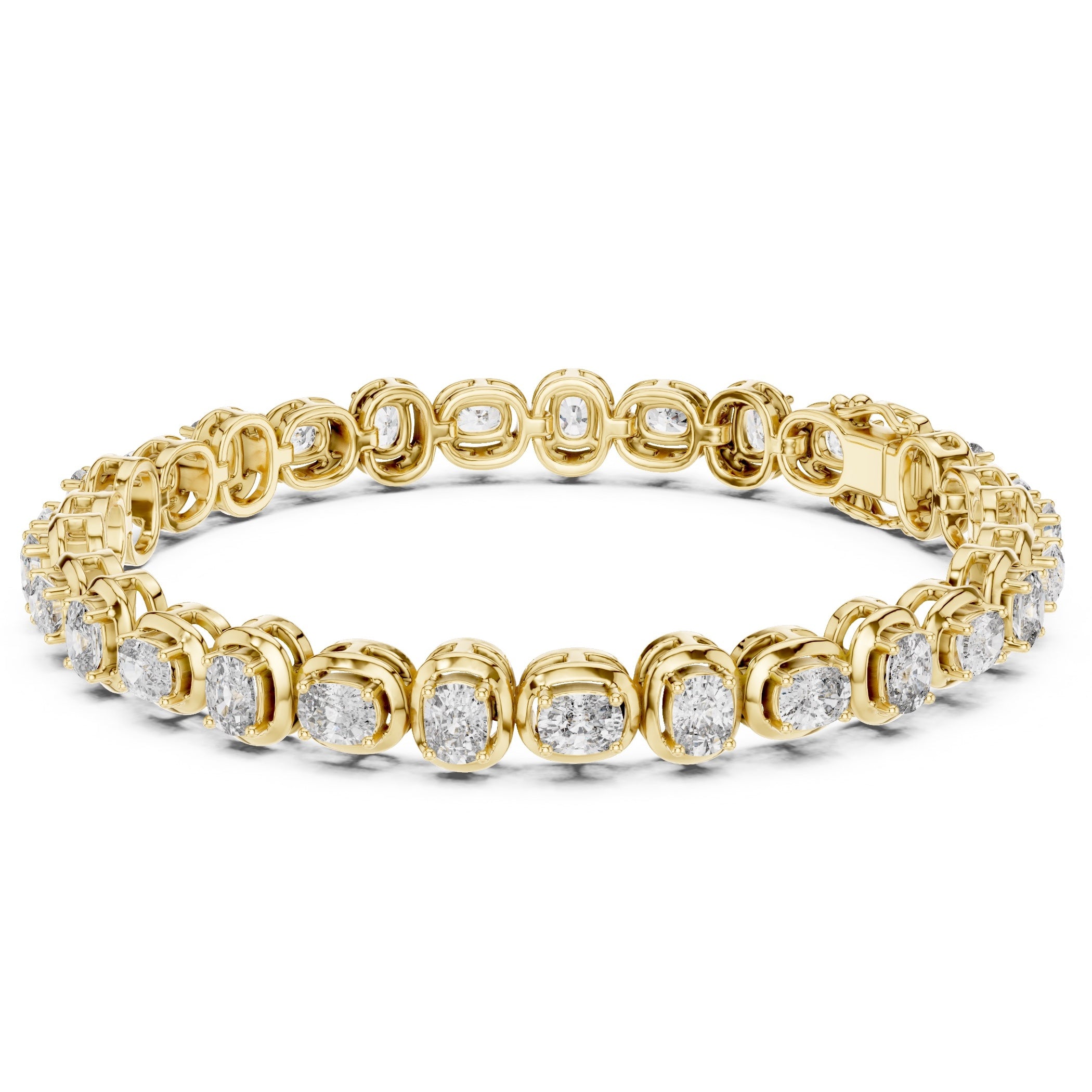 Gold bracelet with diamond accents on a white background