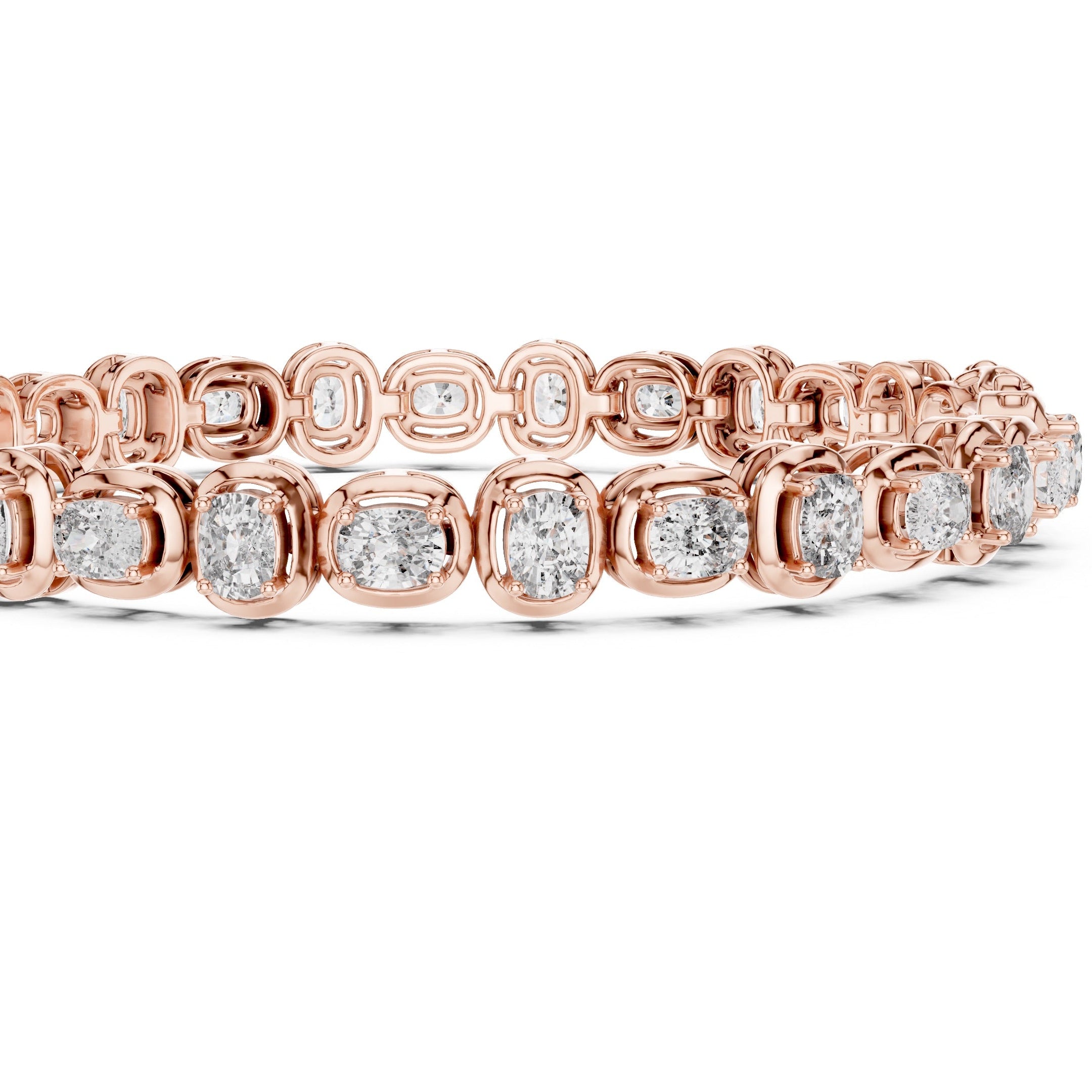 Gold bracelet with diamond accents on a white background