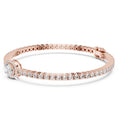 Rose gold bracelet with diamonds on a white background