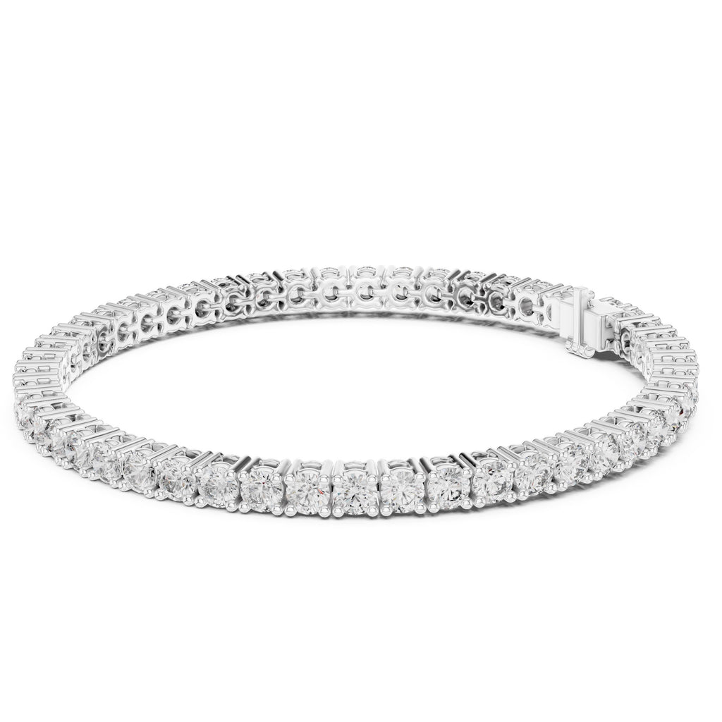 White gold bracelet with clear gemstones on a white background