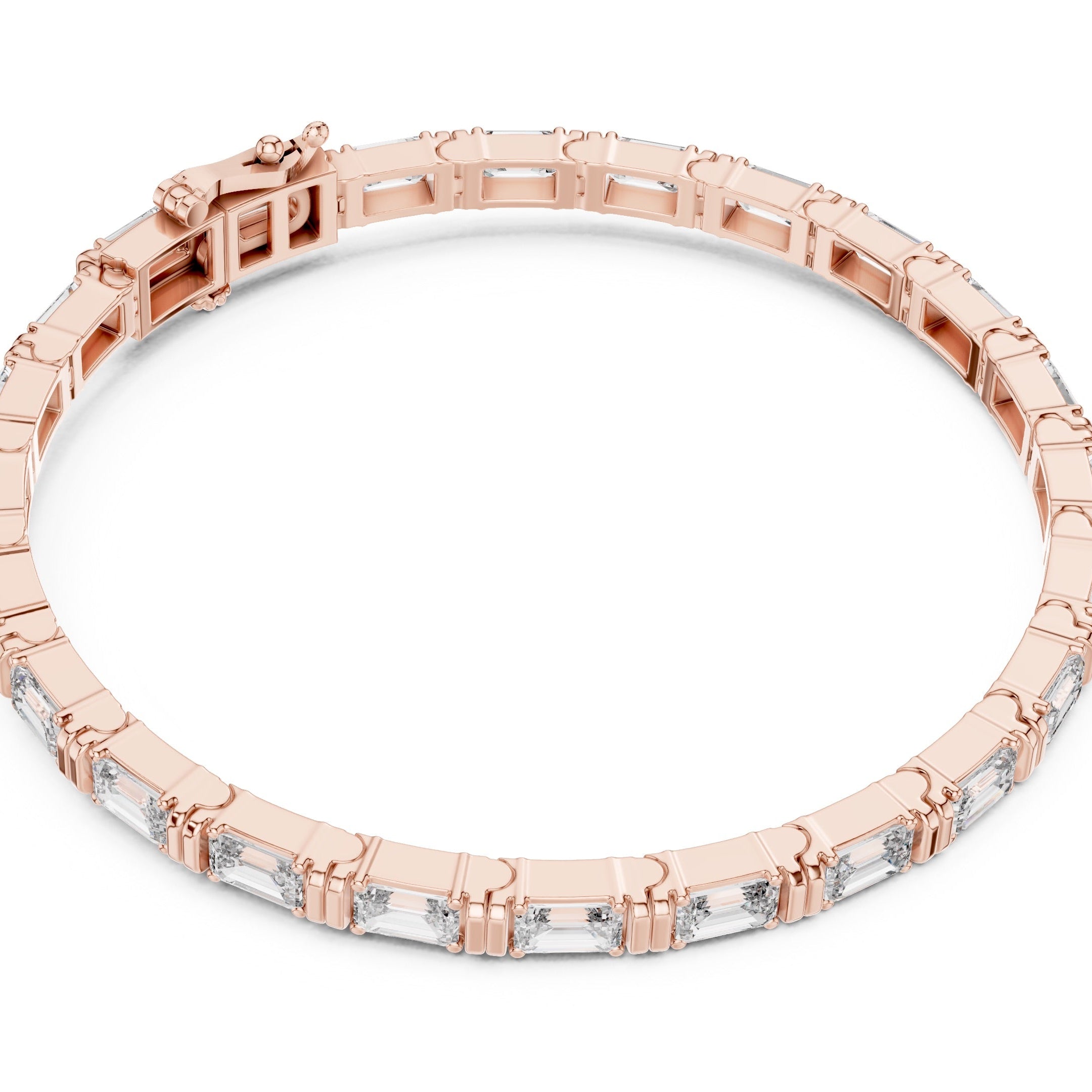 Rose gold bracelet on a white background