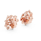 Rose gold stud earrings from the backside is shown on a white background