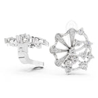 White gold ring with diamonds and decorative design on a white background.
