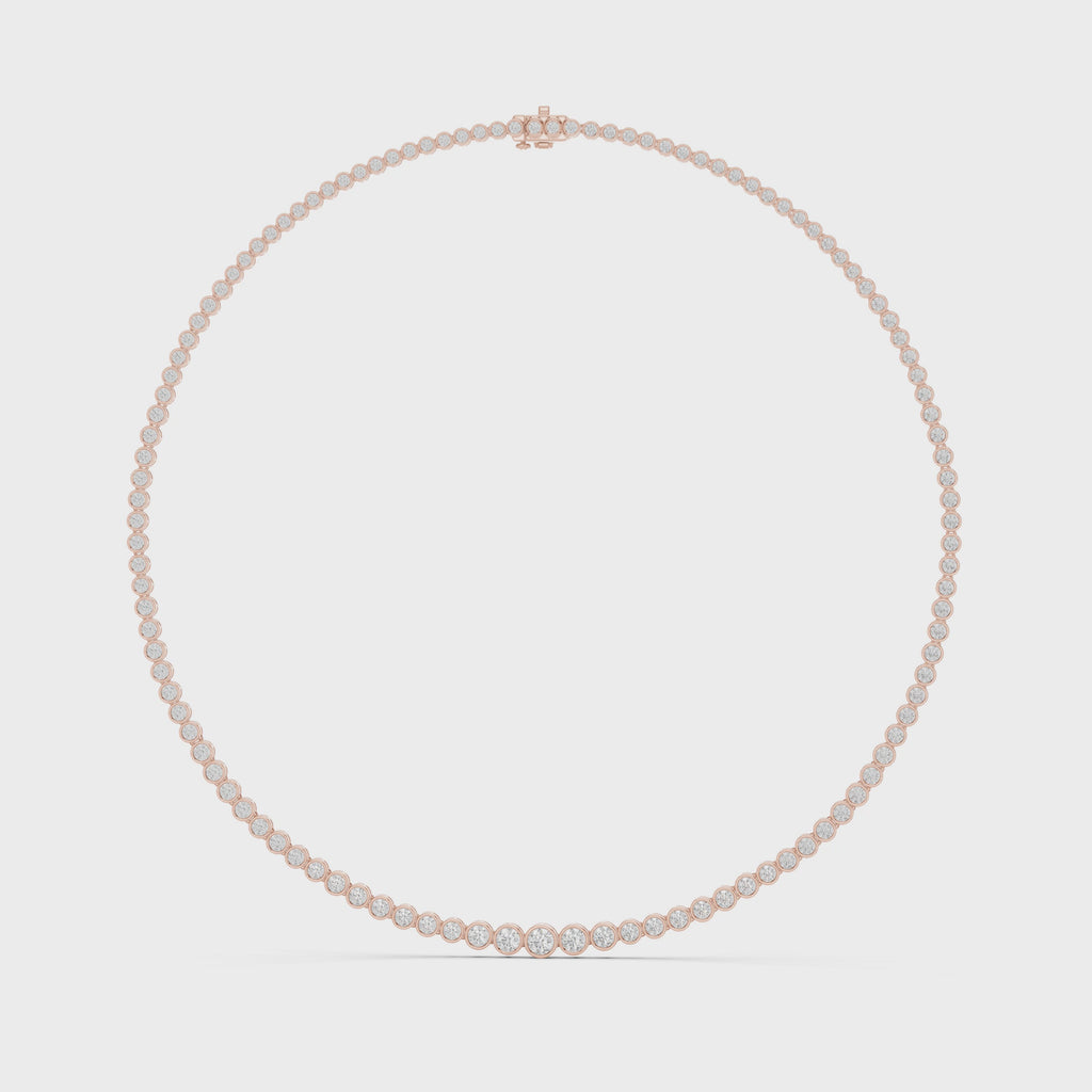 Natural Diamond Tennis Necklace Bezel Setting, Solid Gold &  IGI Certified