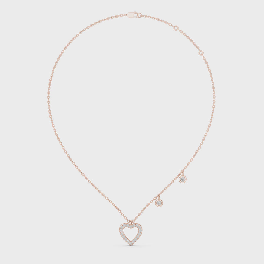 14K Gold Heart Diamond Pendant Necklace | Dainty Minimalist Chain, IGI Certified