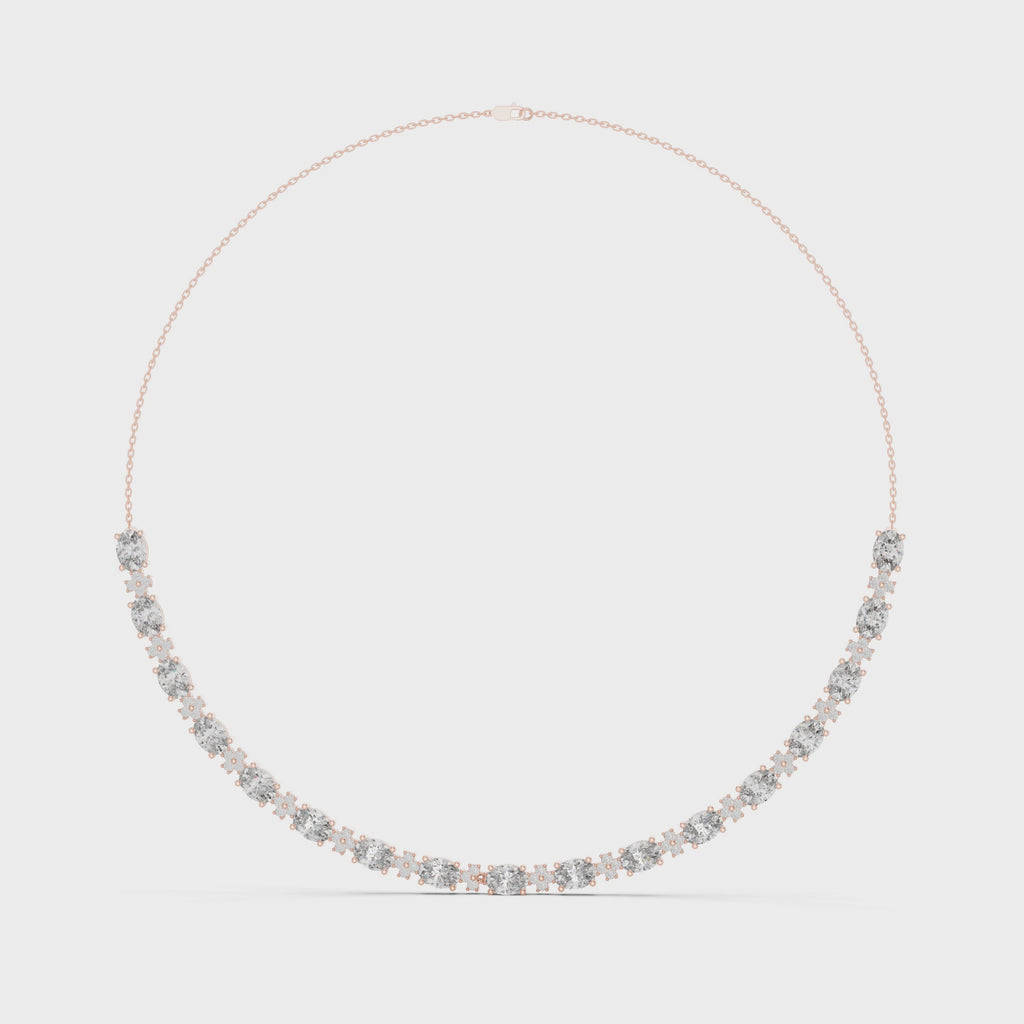 14K 18K Solid Gold Natural Diamond Oval Shape Necklace Chain IGI Certified