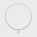 14K Gold Diamond Pear Pendant Tennis Necklace, IGI Certified