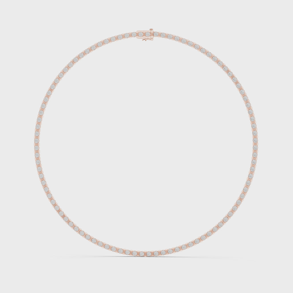 Natural Diamond Tennis Necklace, Solid Gold &  IGI Certified