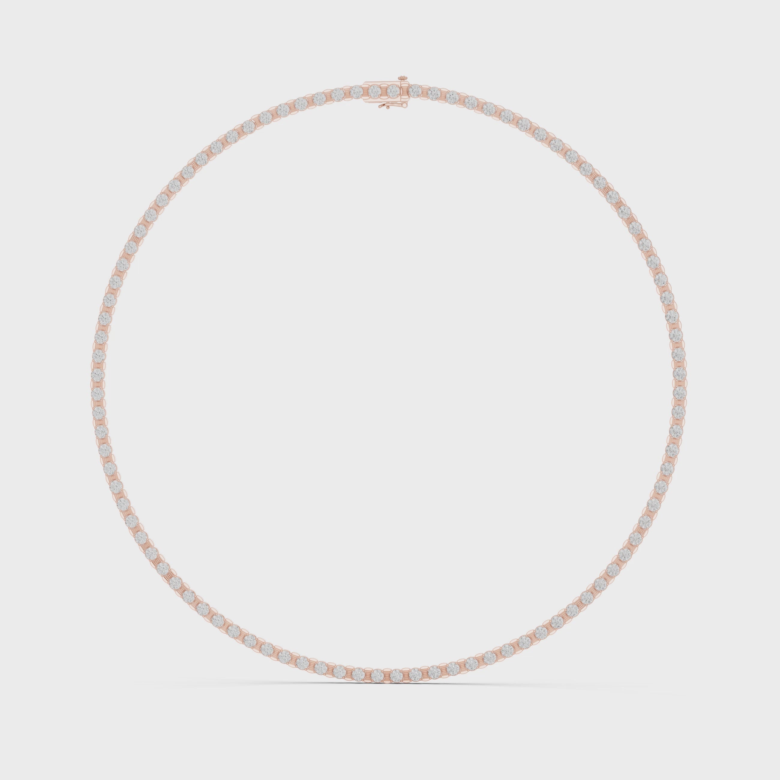 Natural Diamond Tennis Necklace, Solid Gold &  IGI Certified