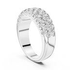 White gold ring with diamond accents on a white background