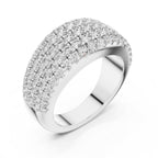 White gold ring with diamond accents on a white background