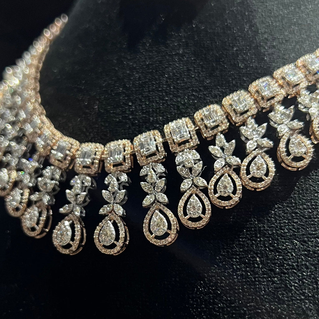 Diamond necklace on a black background